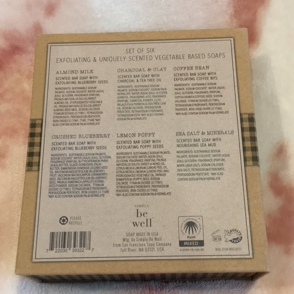 Simply Be Well Set of 6 Exfoliating Scented Vegie Based Soaps 12oz NWT Boxed Set - Picture 9 of 16